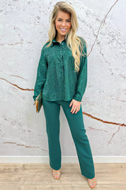 Merry & bright paillet blouse - Groen