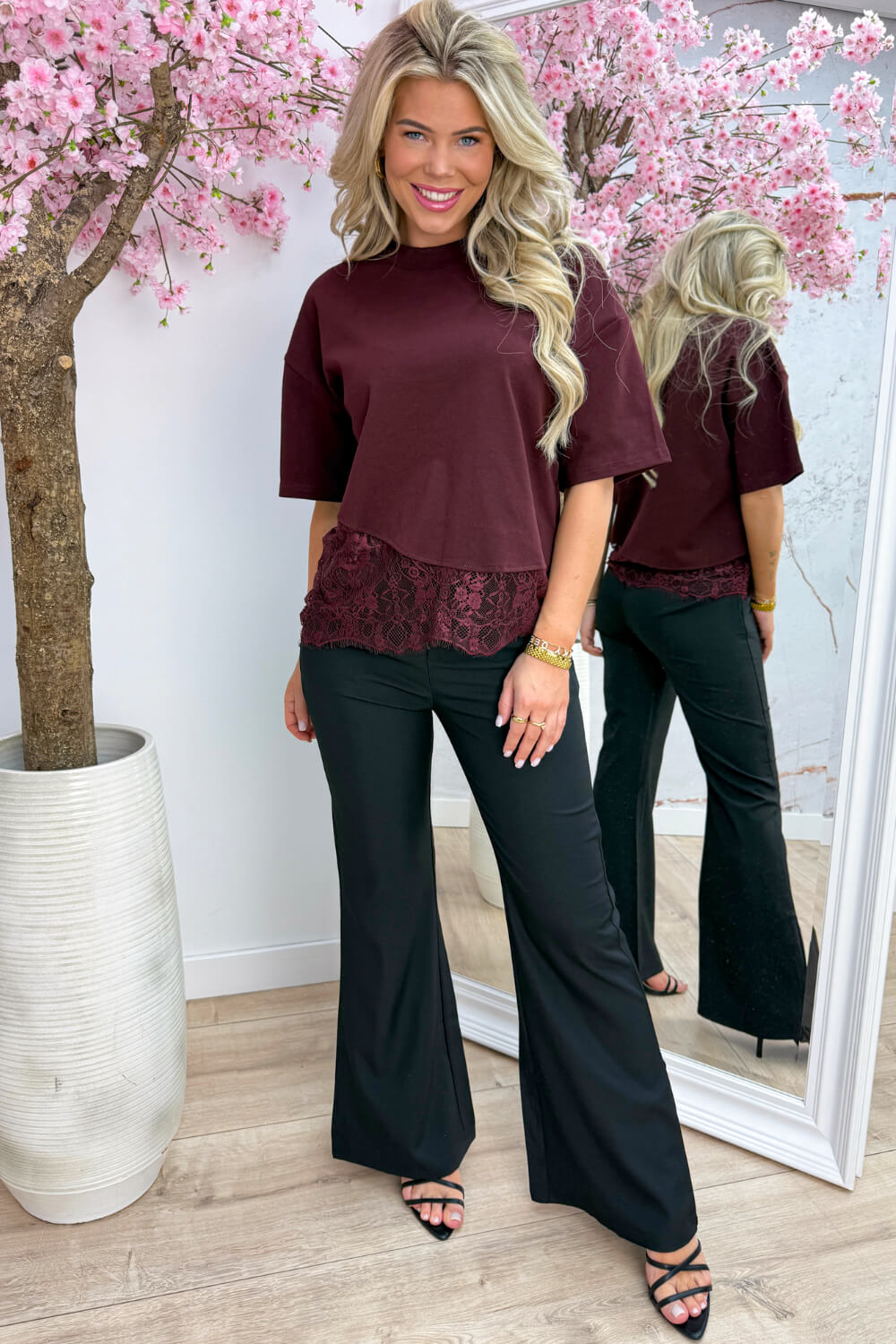 A little lace T-shirt - Bordeaux