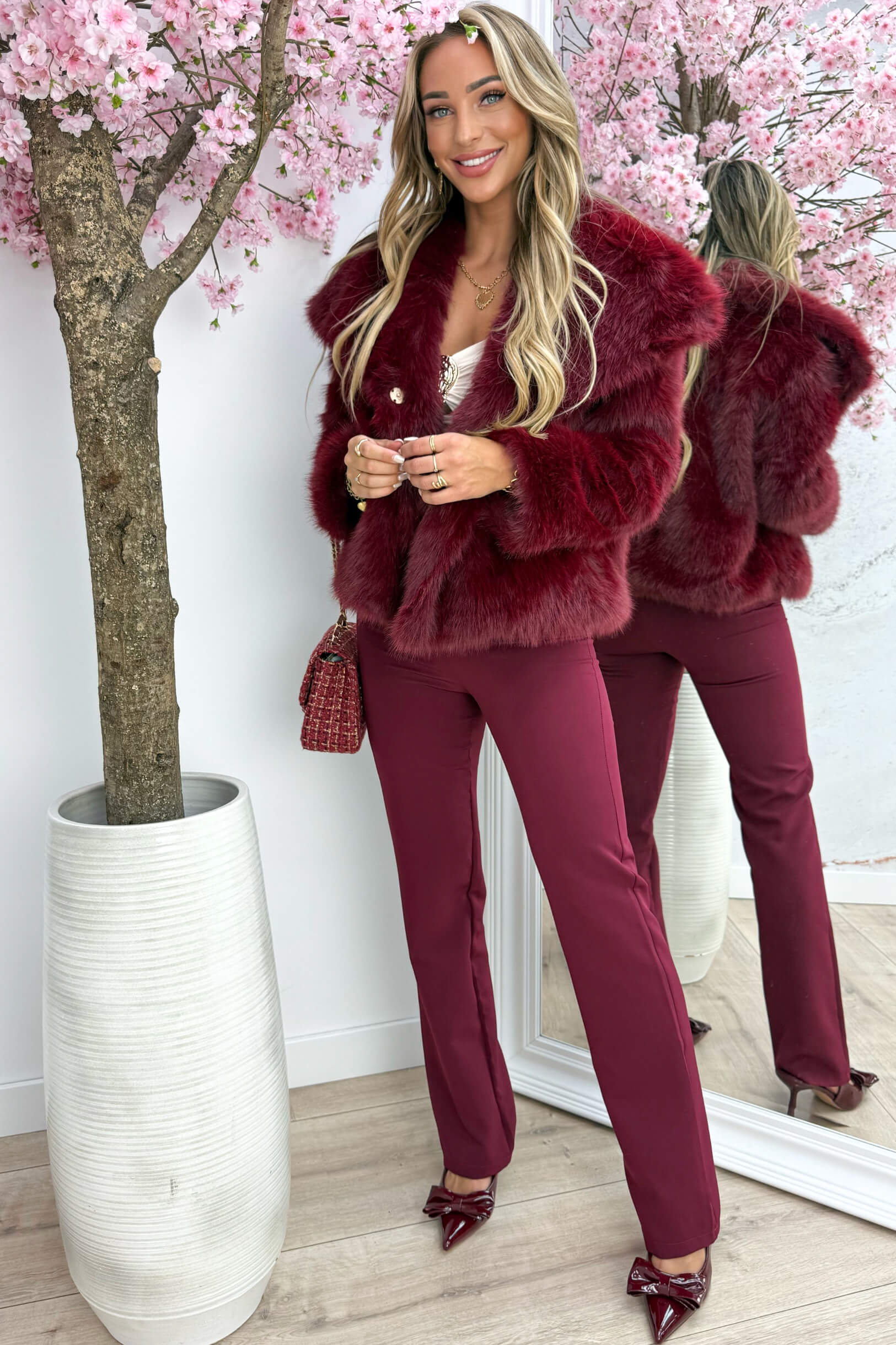 Pelzige Jacke 9411 - Bordeaux