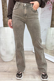 Braided straight leg jeans YY6698YI3 - Taupe