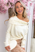 Season of diamonds off shoulder sweater - Beige