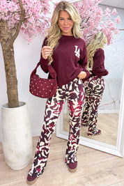 Woven leather look LA sweater - Bordeaux