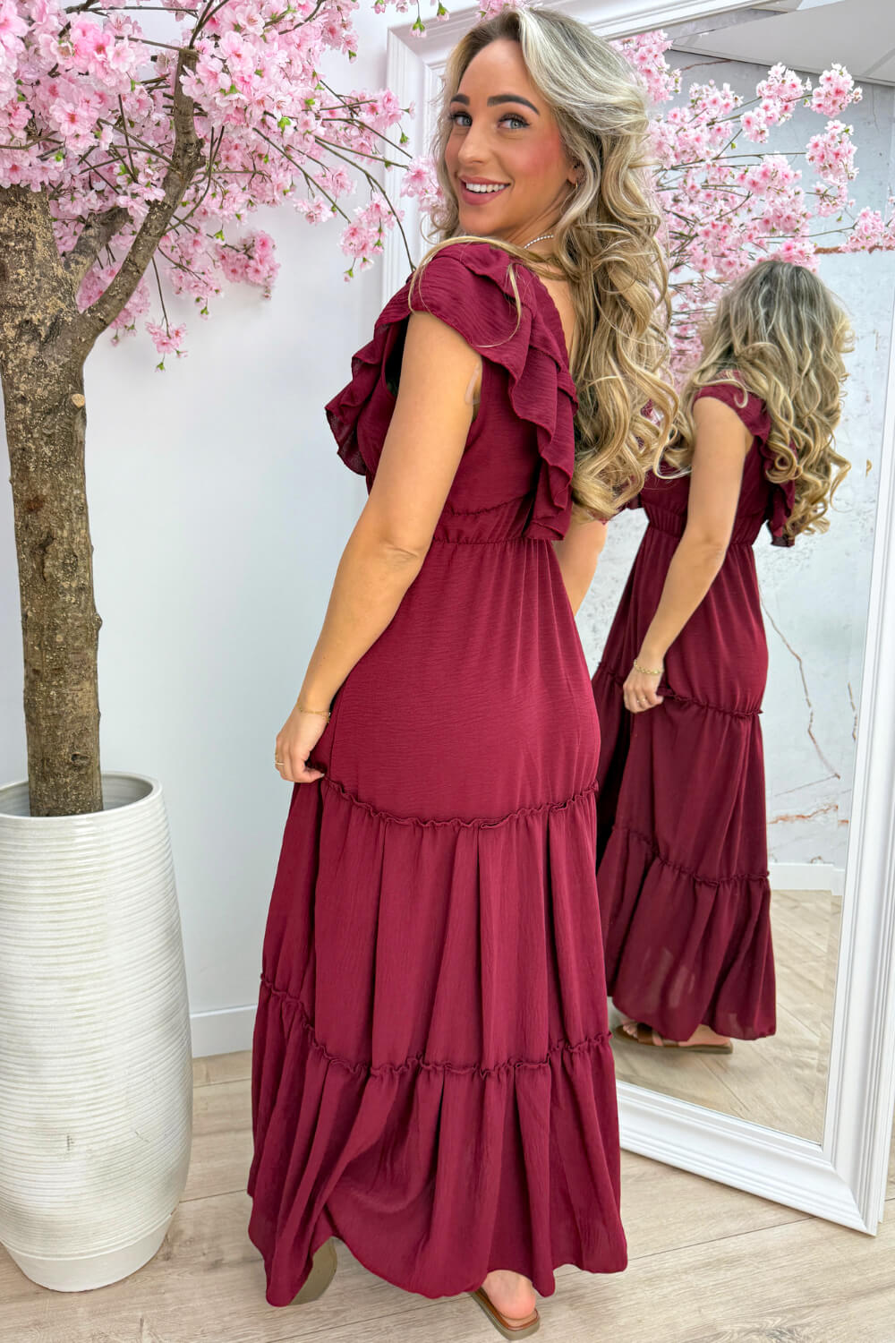 Malibu ruffle dress - Bordeaux