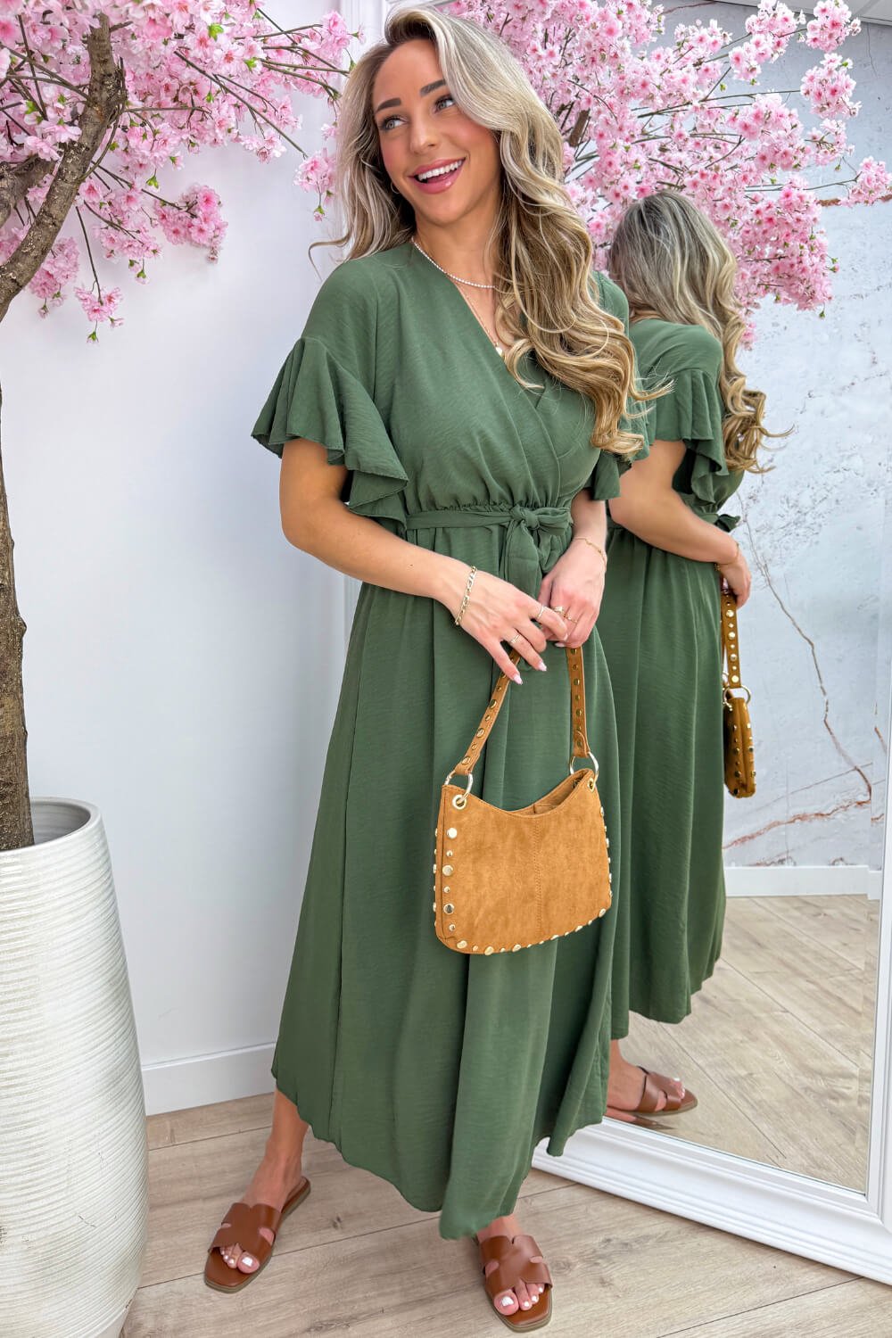 Rio ruffle maxi dress - Army