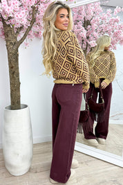 Aztec paillet trui - Oker