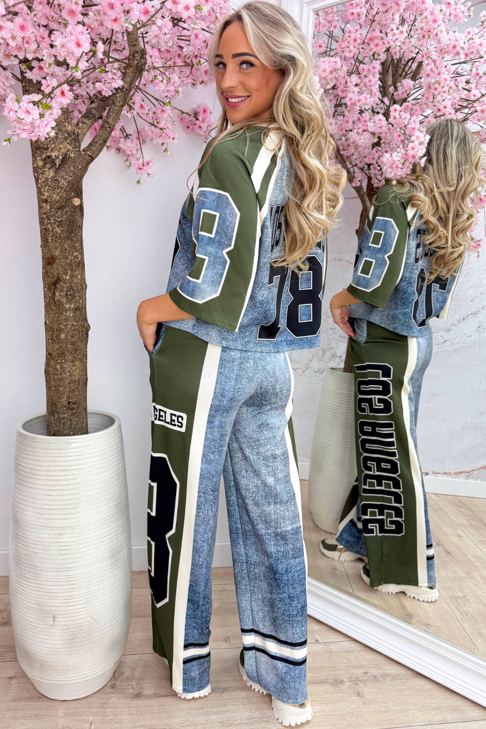 LA denim look comfy co-ord - Army