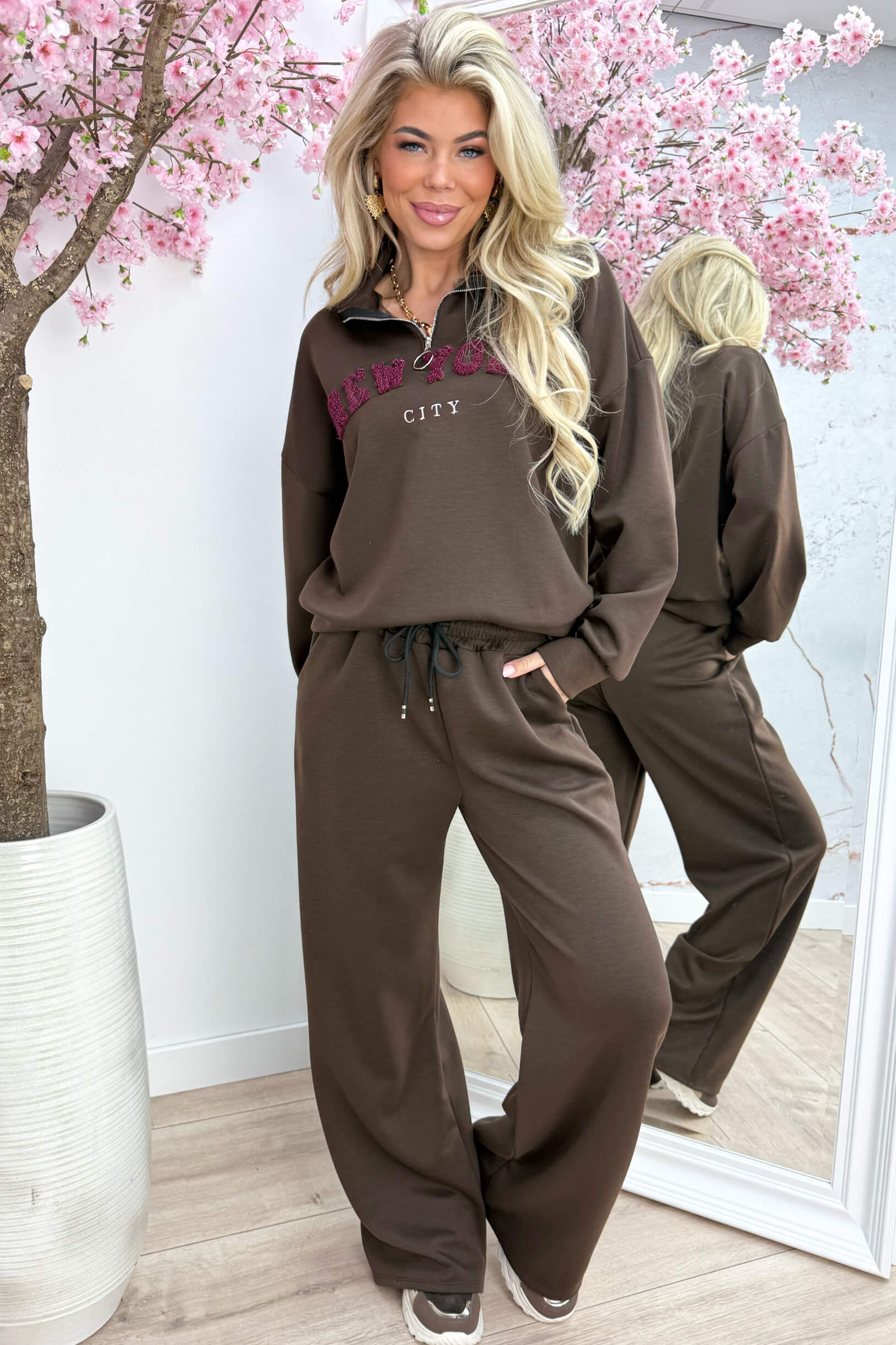 New york zipper comfy co-ord - Bruin