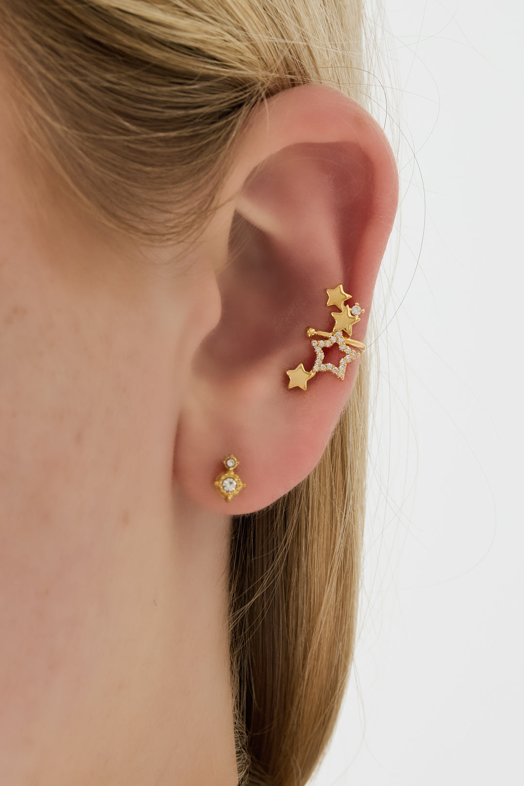 Diamond stars earcuff - Goud