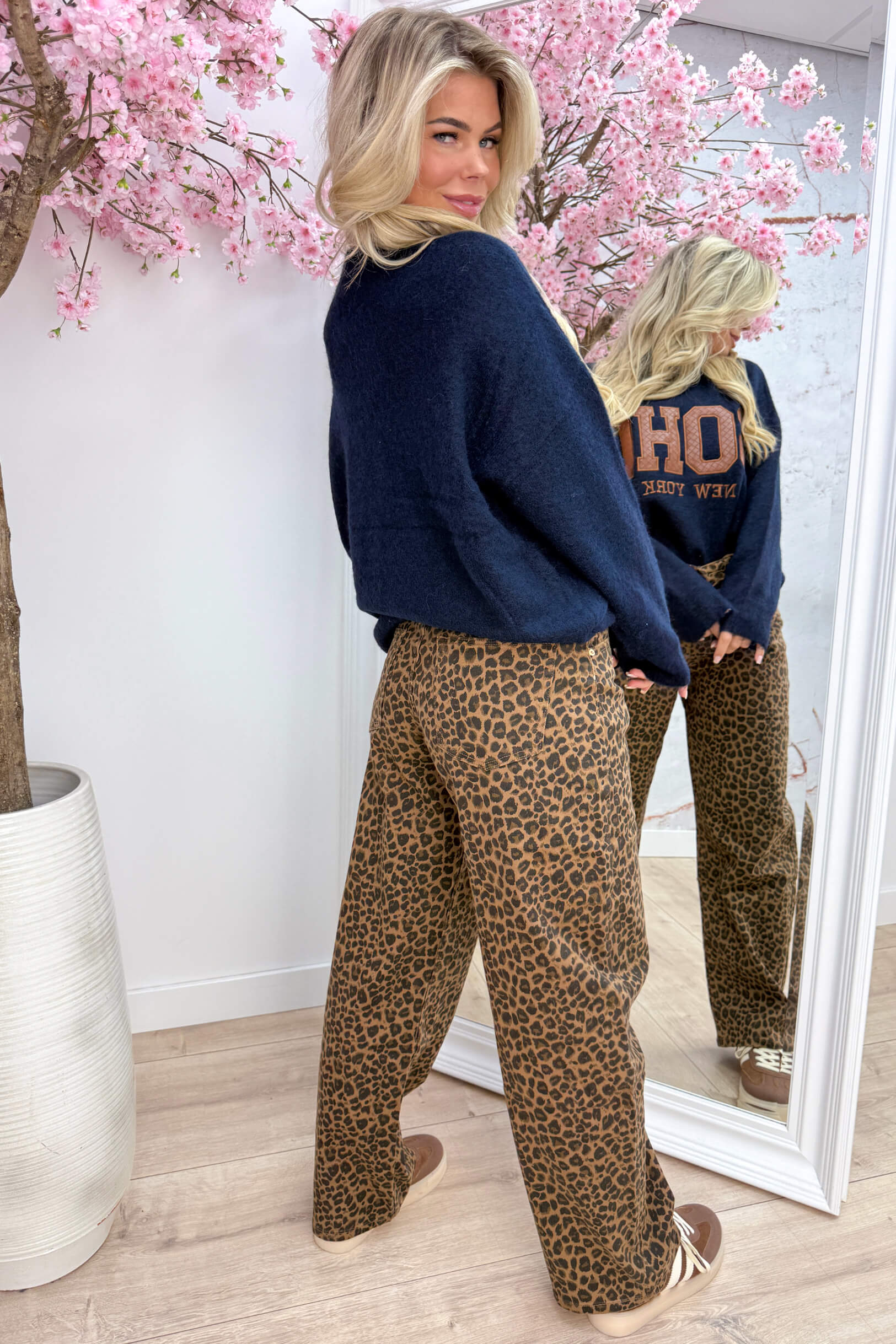 Woven soho knitted trui - Navy