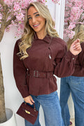 Veste en similicuir avec ceinture - Bordeaux