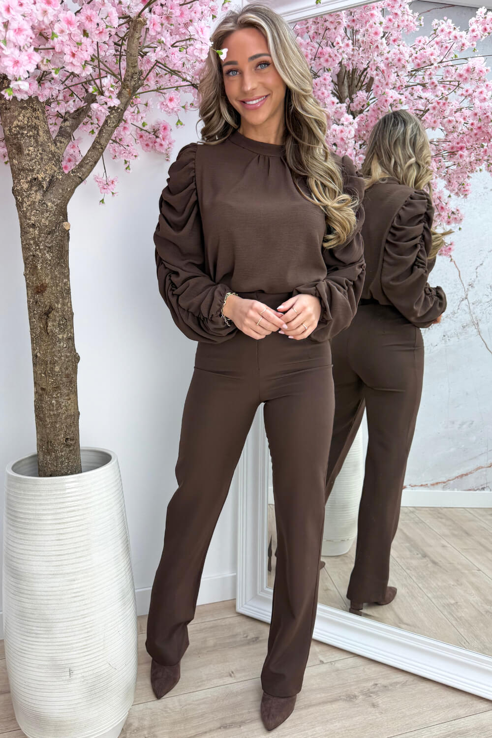 Basic draped topje - Bruin