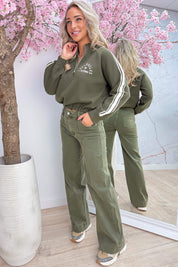 LA california zipper sweater - Army