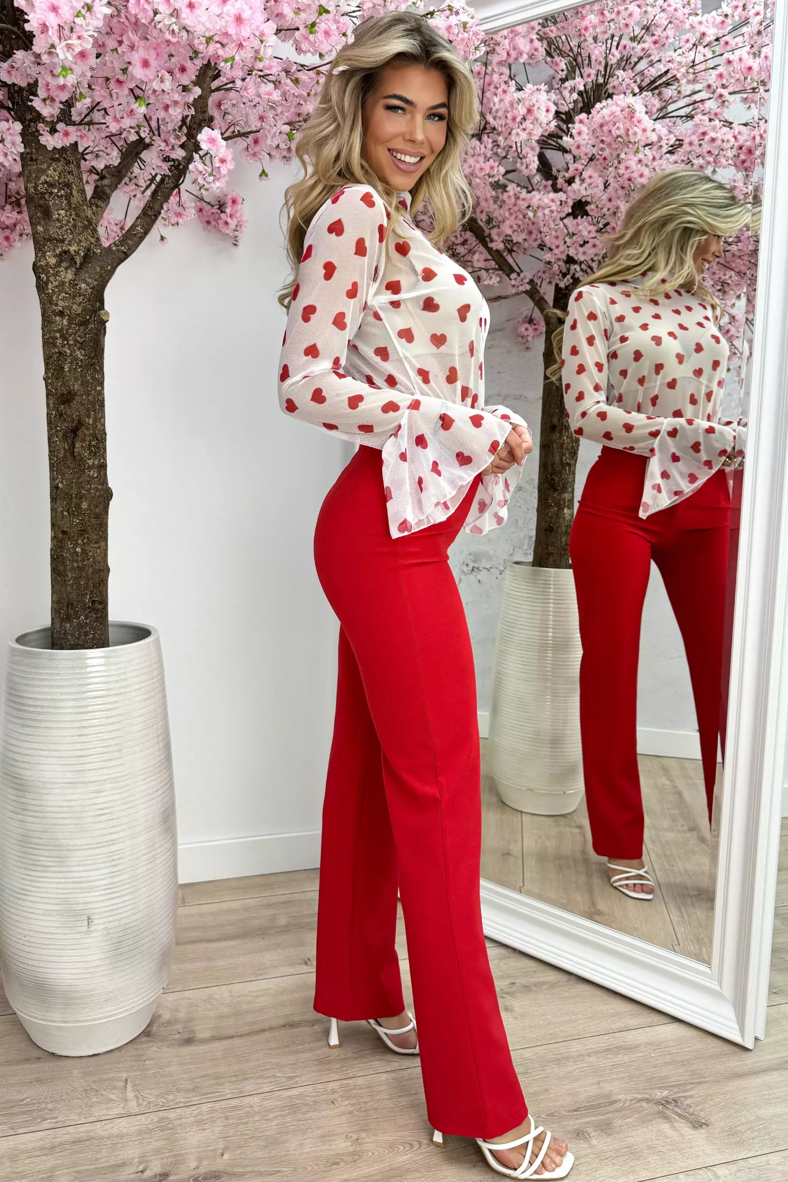 Hearts mesh flairy topje - Wit