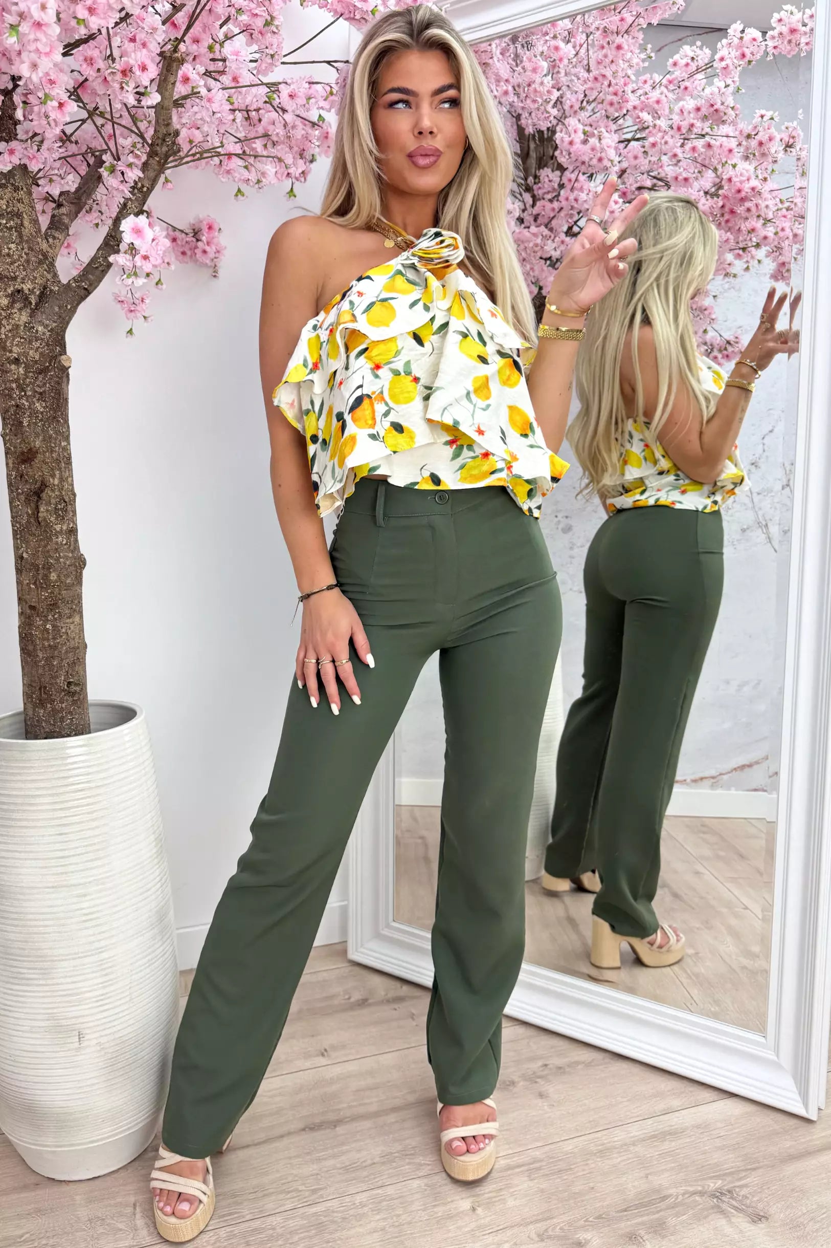 Lemons everywhere rose topje - Beige