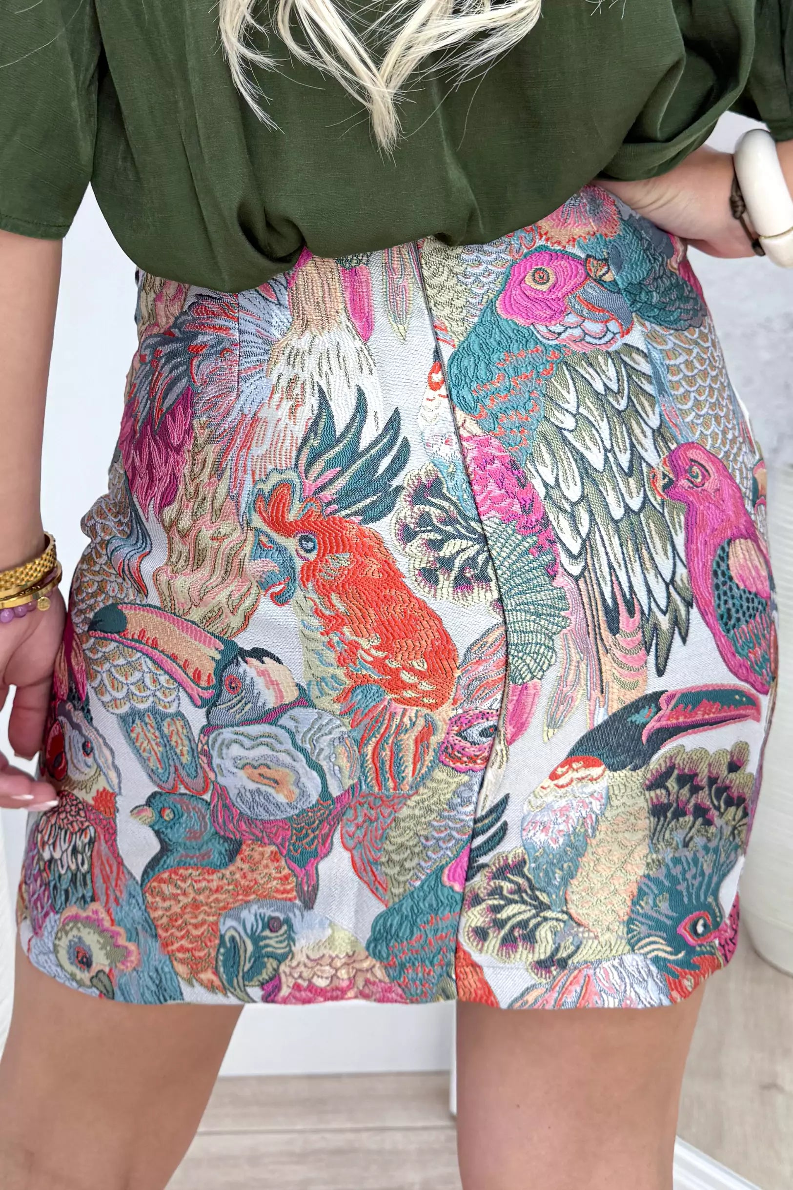 Parrot paradise knot skirt - Fuchsia