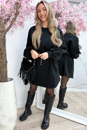 Oversized sweater dress - Zwart