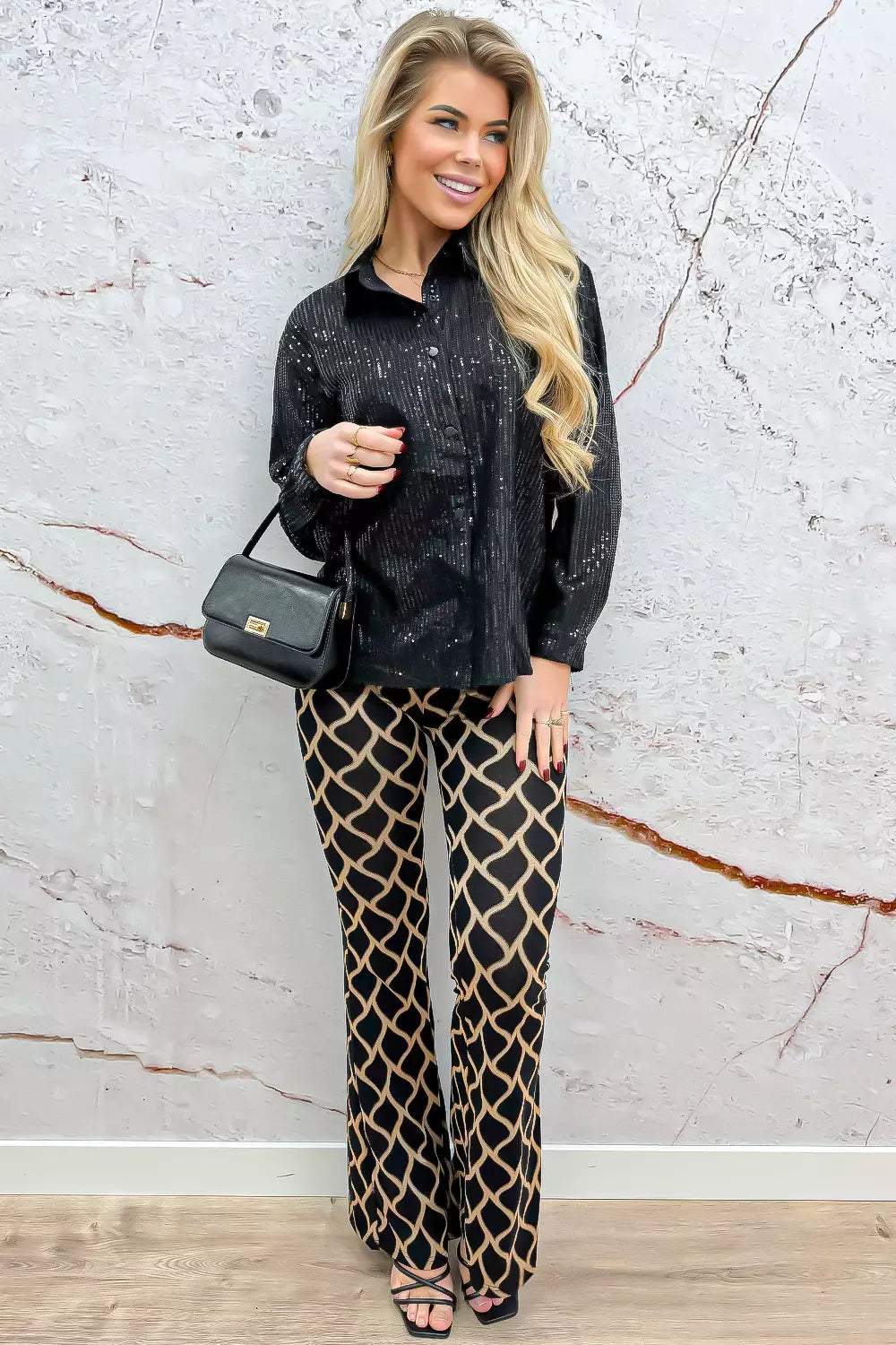 Merry & bright paillet blouse - Zwart