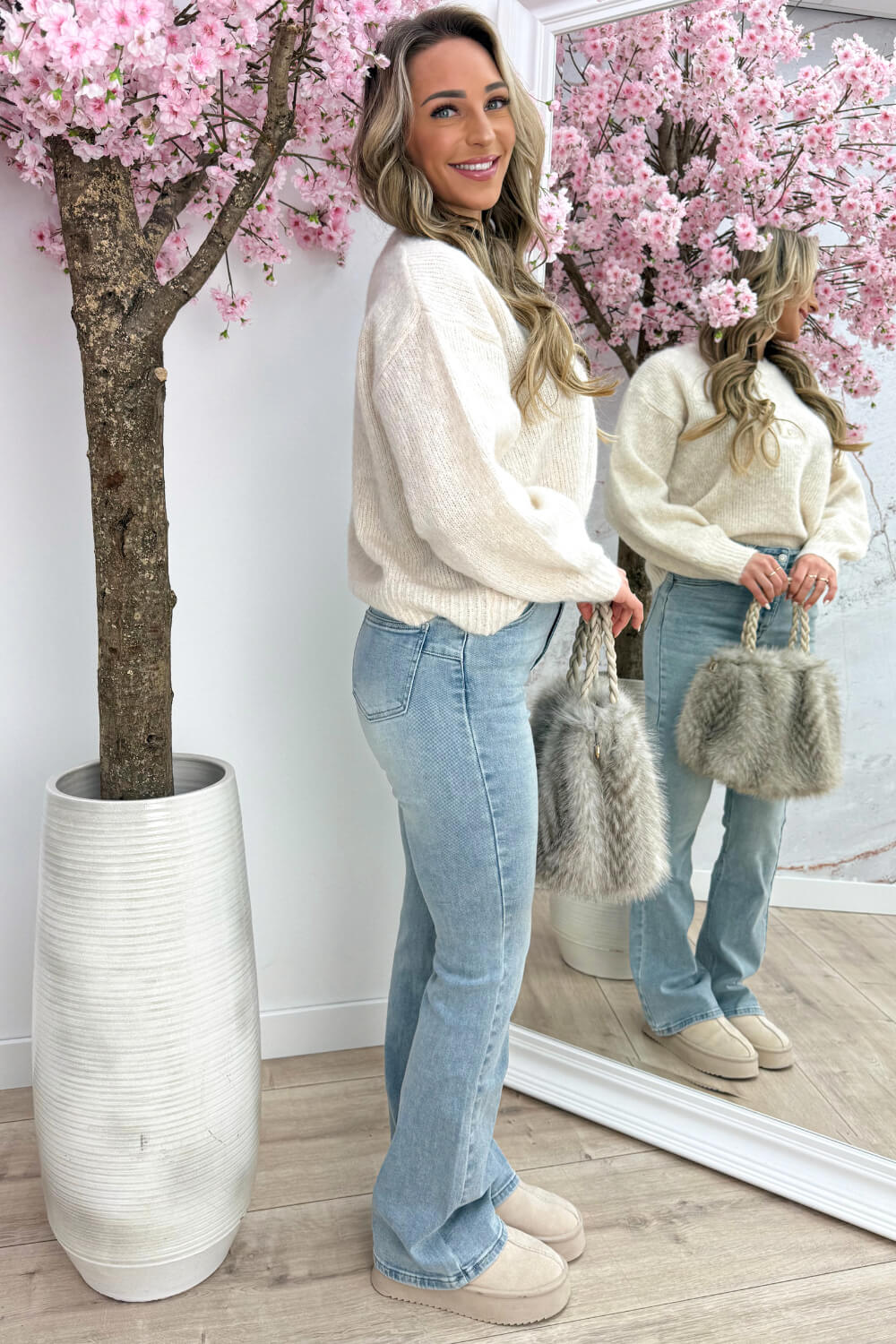 Little hearts trui - Beige