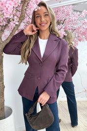Favorite fit belted blazer - Berry purple