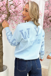 Soft new york tweed trui - Sky blue