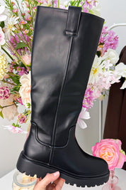 Leather look essential boots - Zwart