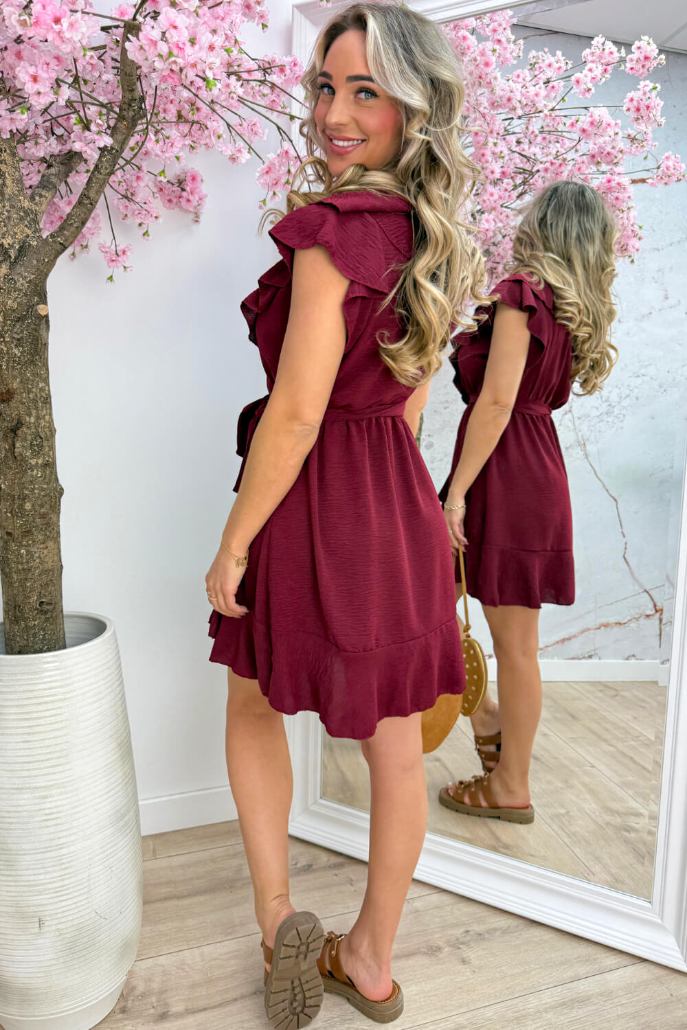 Havana ruffle dress - Bordeaux