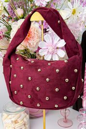 Suede stud bag - Bordeaux