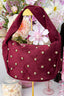 Suede stud bag - Bordeaux