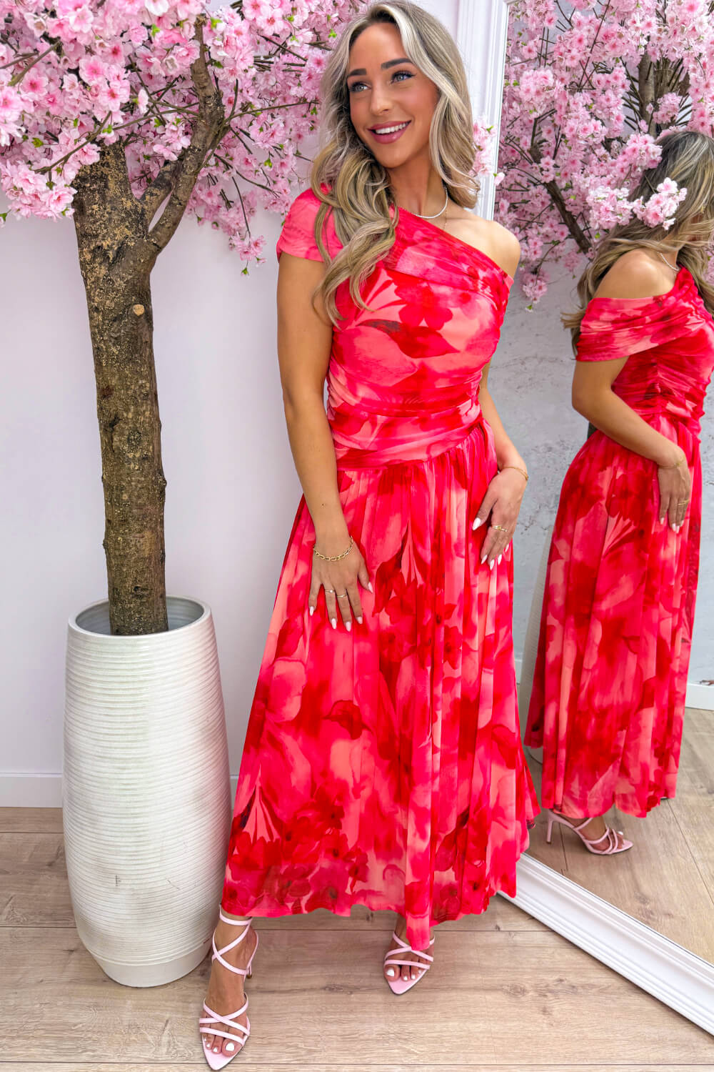 Paloma pleated dress - Koraal