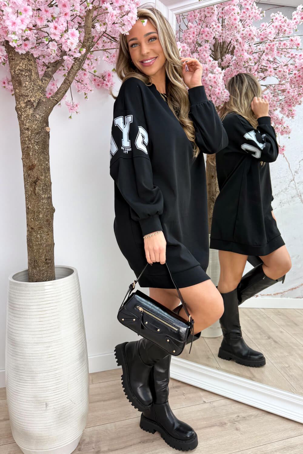 NYC sweater dress - Zwart