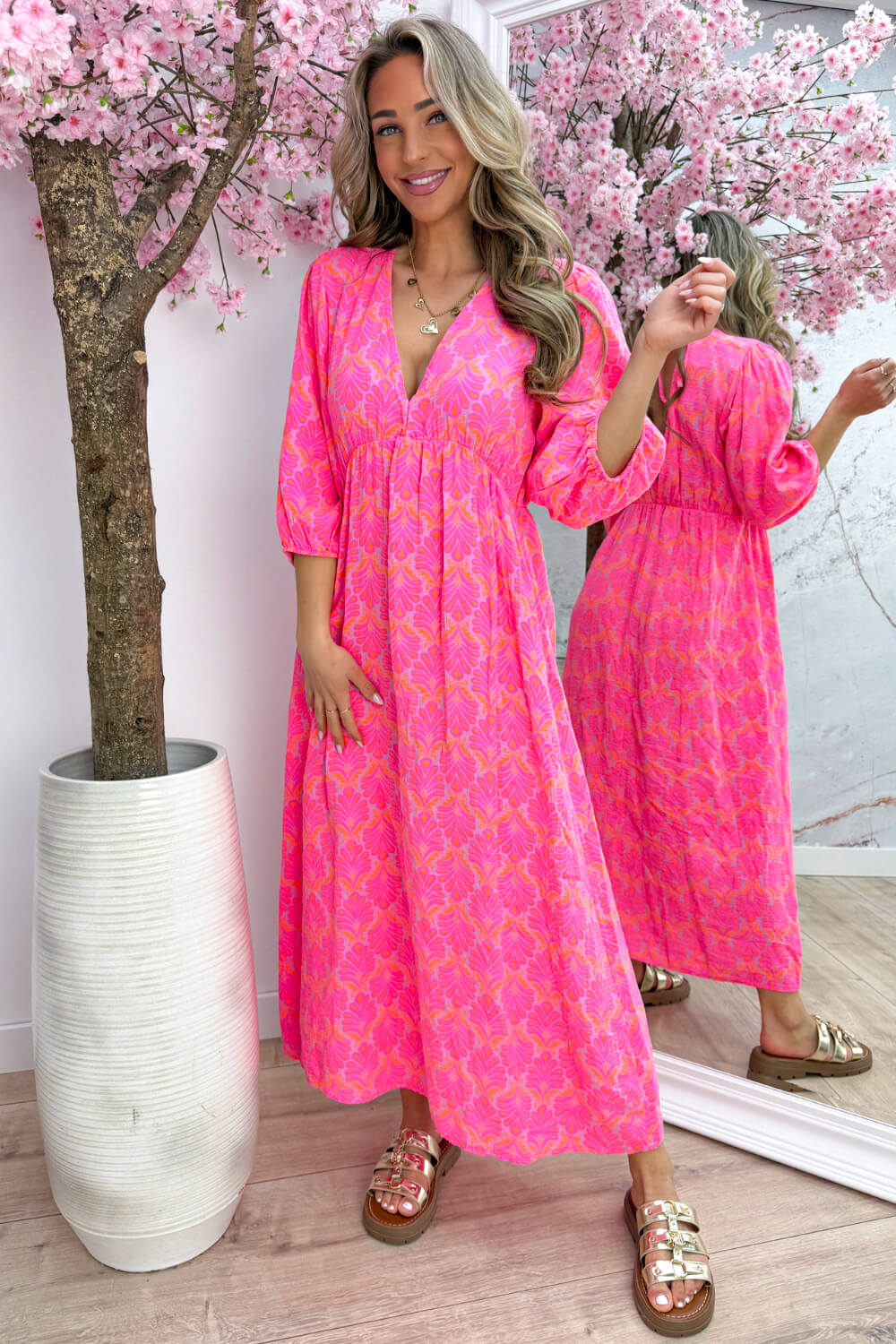 Seashell cotton dress - Roze