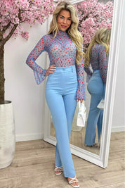 Hearts mesh topje - Sky blue