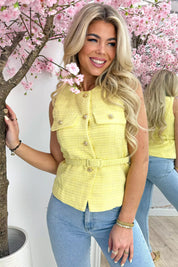 Happy tweed lurex gilet - Geel