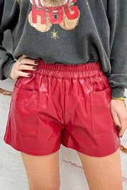 Leather Look Short - Bordeaux