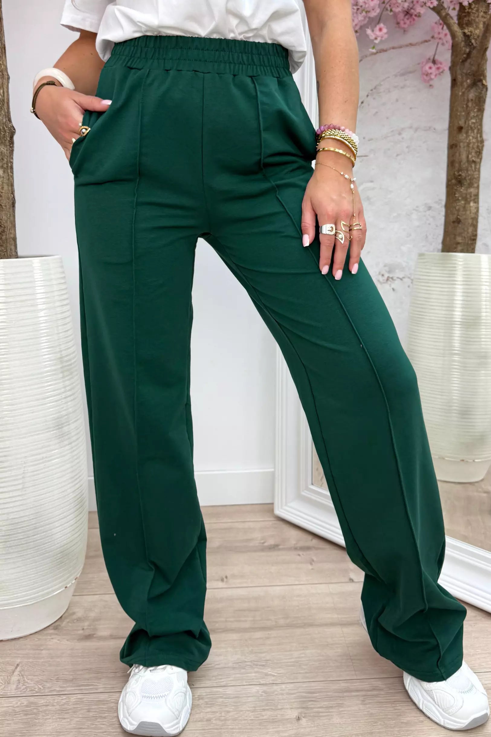 Made for you basic comfy pants - Dk. groen