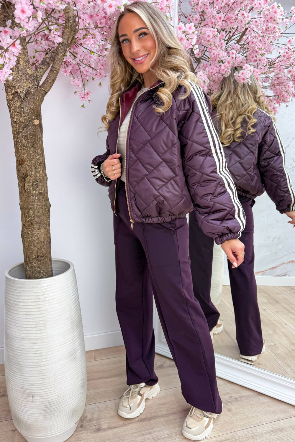 Puffy striped bomber - Berry purple