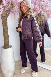 Puffy striped bomber - Berry purple