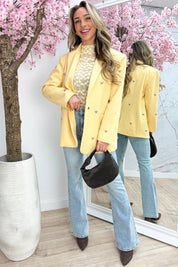 Silver hearts oversized blazer - Geel