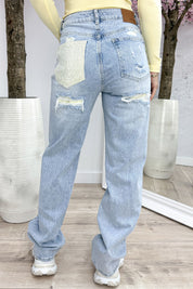 Popular diamond jeans - Geel