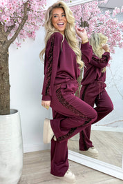 Velvet paillet comfy co-ord - Bordeaux