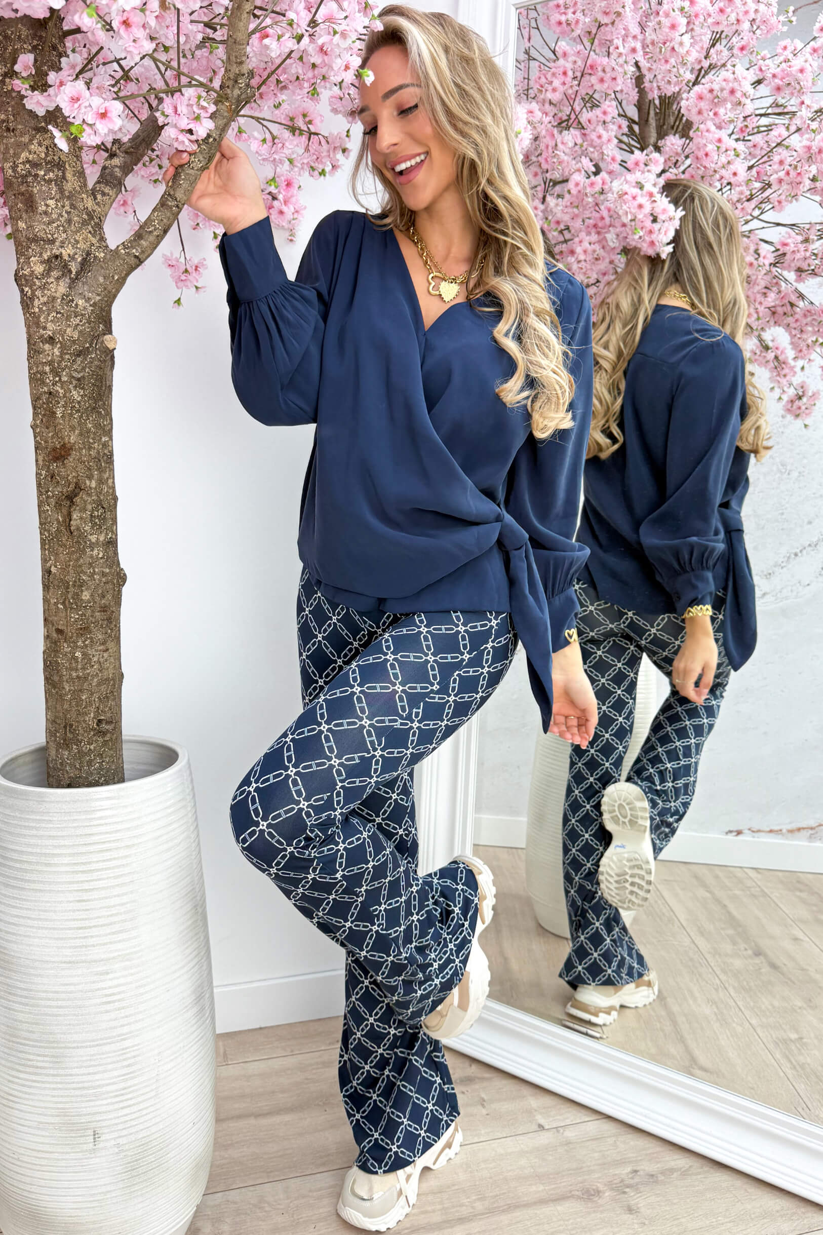 Omslag bow topje - Navy