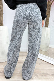 Leopard wide leg jeans Y3366 - Lt. grijs