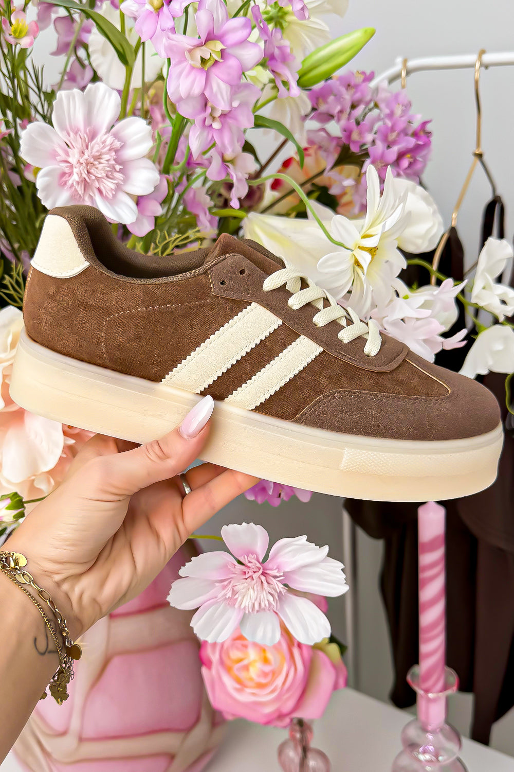 Urban suede look sneakers - Cognac