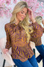 Zebra romance bow topje - Camel