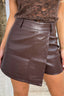 Leather look classic skort - Brown