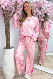 Leopard perfect embleem comfy co-ord - Roze