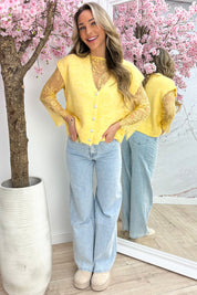 Layered lace topje - Geel