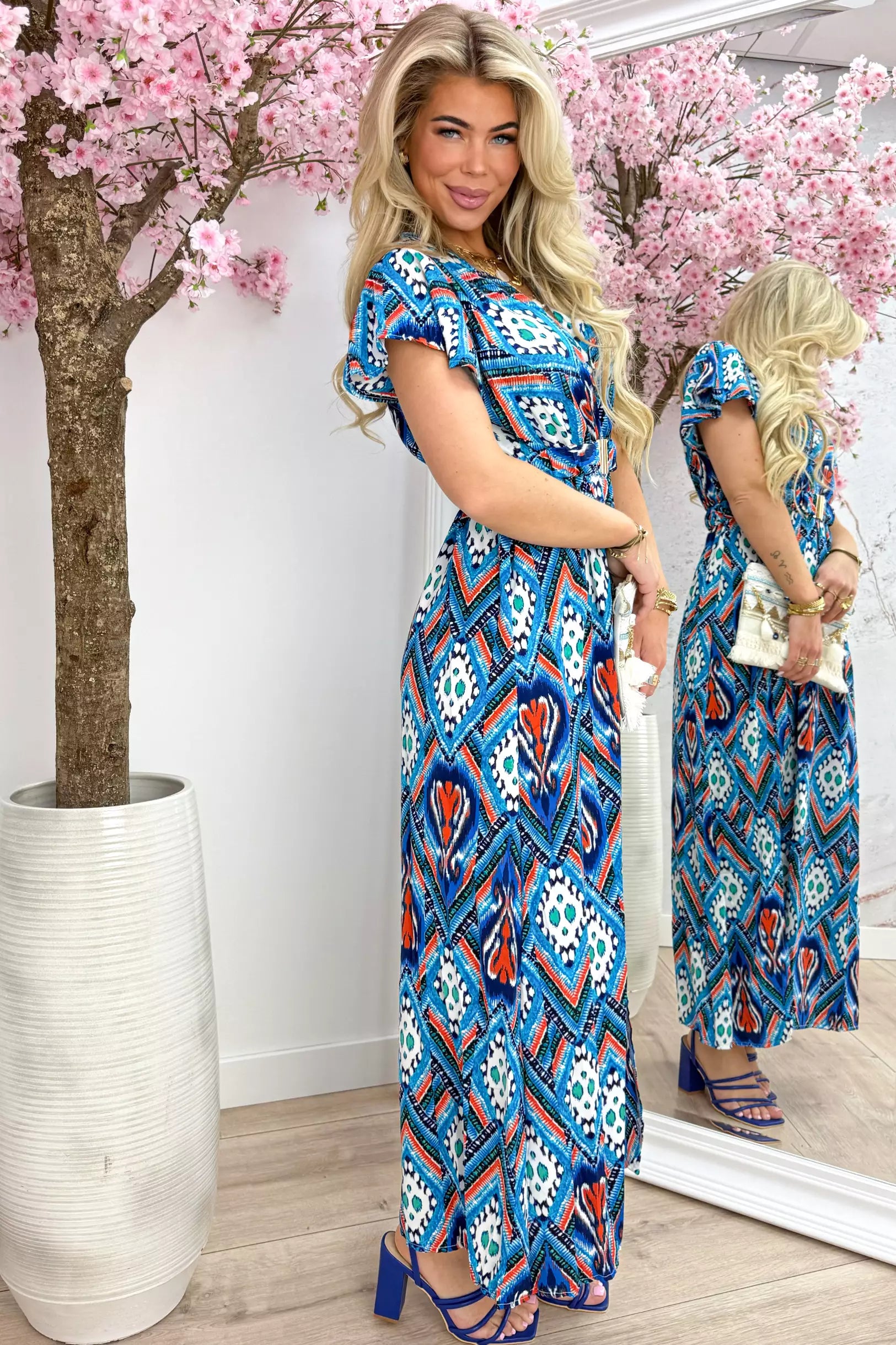 Robe ceinturée maya - Kobalt