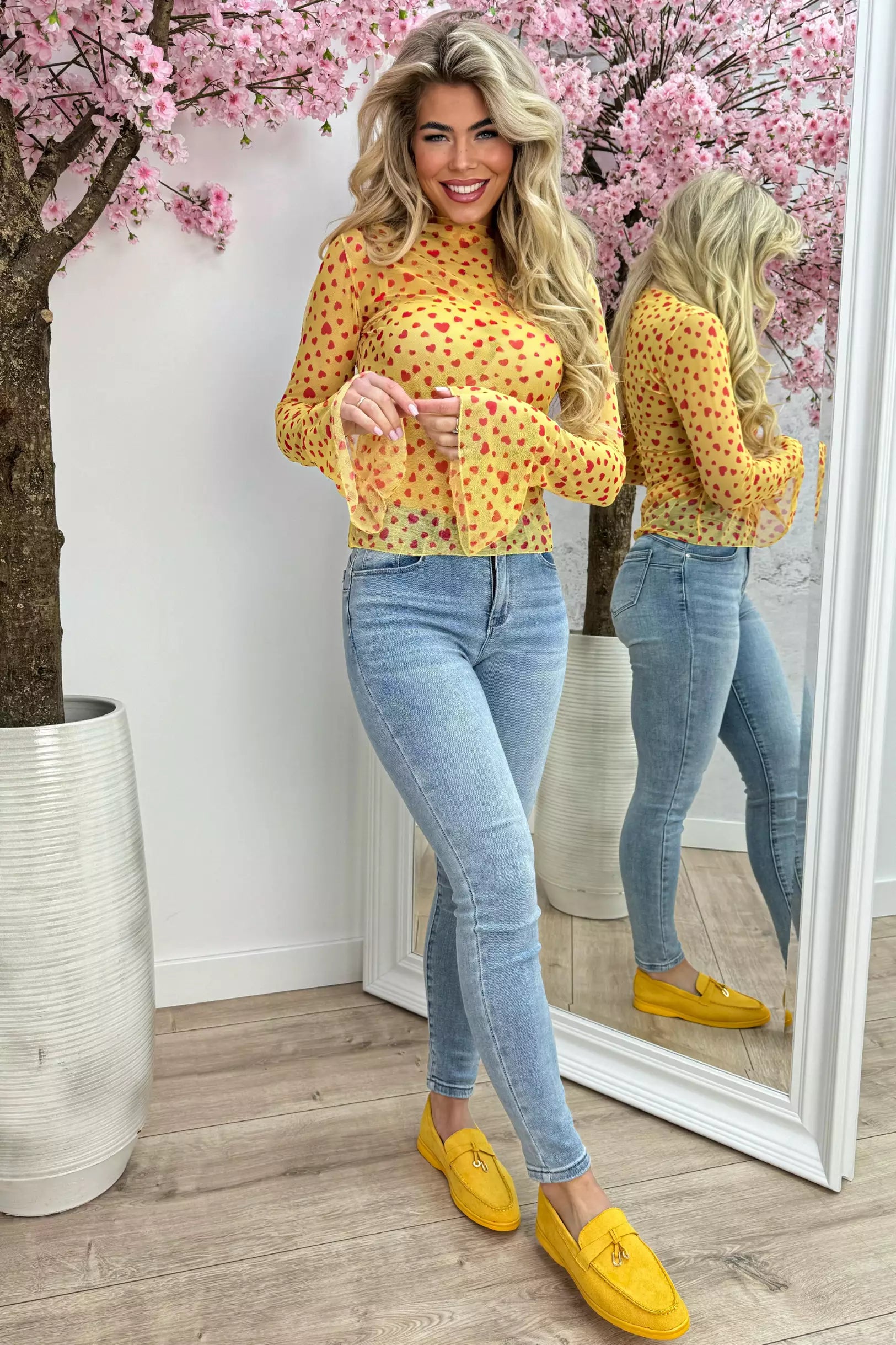 Hearts mesh topje - Geel