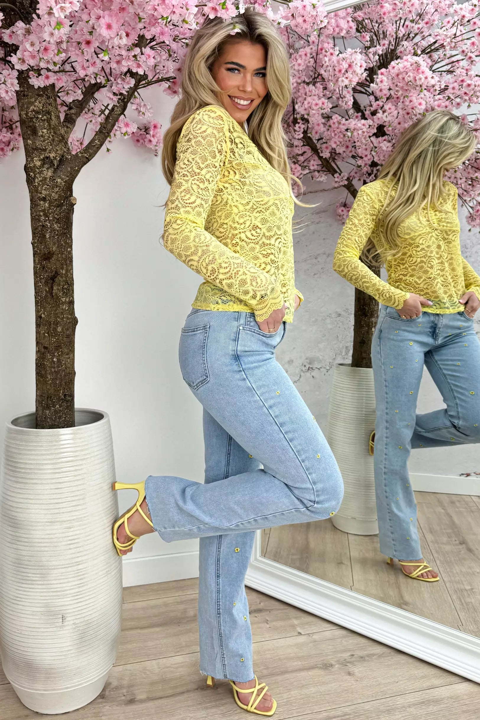 Flower lover lace topje - Geel